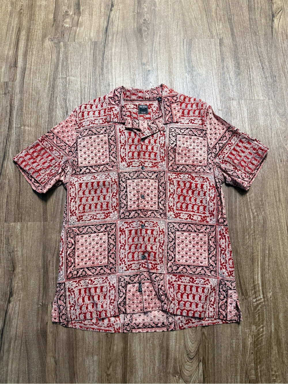 Todd Snyder Men’s Kalamkari Block Print Short Sleeve Camp Collar